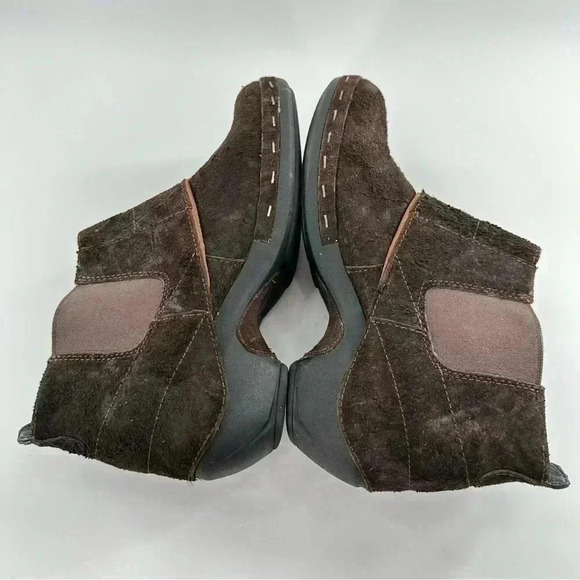 Merrell Luxe button ankle bootie 10 41 espresso brown suede stapled clog boot - Picture 7 of 13